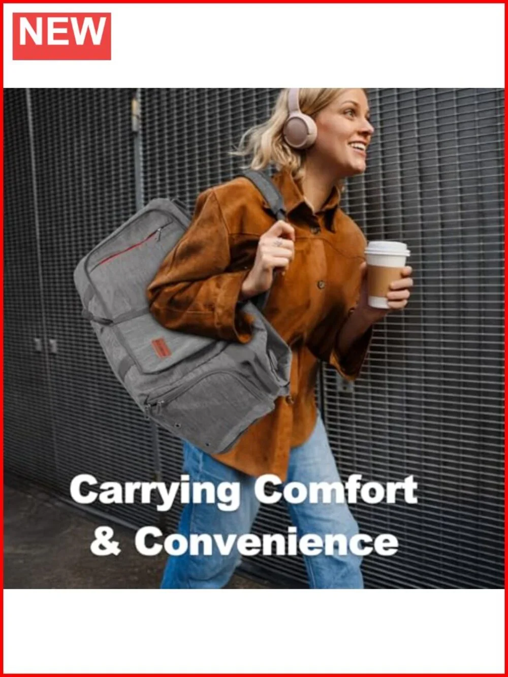 65L Foldable Duffle Bag with Shoe Compartment, Water-Resistant Travel Duffel
